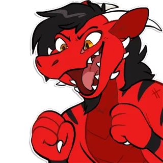 🐲 1c0debcb drago, furry, rosso, cartone animato, creatura, animale whatsapp sticker