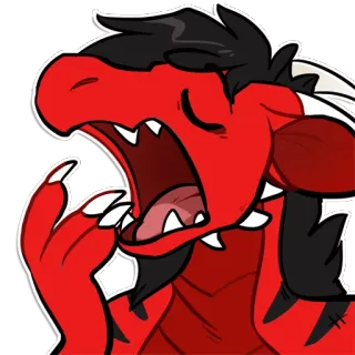 🐲 764d1ca6 drago, rosso, nero, peloso, mostro, cartone animato, creatura whatsapp sticker