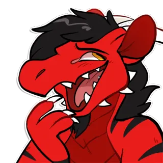 🐲 7e7fdc1c drago rosso, furry, cartone animato, mostro, antropomorfo, rettile, personaggio, bocca aperta whatsapp sticker