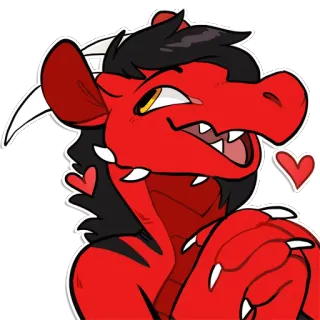 🐲 8c5fdfd2 drago, rosso, furry, cartone animato, animale, cuore whatsapp sticker