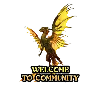👋 07dce35d WELCOME TO COMMUNITY ドラゴン, コミュニティ, ようこそ, ファンタジー, クリーチャー, ゴールド telegram sticker