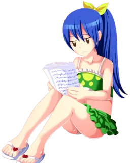 😑 02e0d9bc Anime, Chica, Leyendo, Linda, Verano, Traje de baño whatsapp sticker