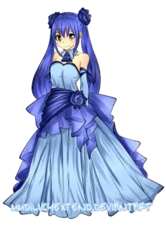 😊 ba7bc095 mmdilucyextend.deviantart chica anime, vestido, azul, rosas, lindo, elegante whatsapp sticker