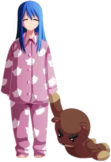 😪 bed0f44d Anime, Chica, Pijama, Oso de peluche, Dibujos animados, Ropa de dormir, Kawaii whatsapp sticker