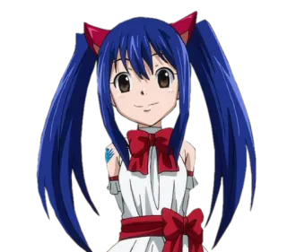 🙂 e9530272 Wendy Marvell Fairy Tail Anime, Fairy Tail, Wendy Marvell, Dibujos animados, Sticker, pelo azul whatsapp sticker