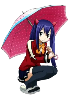 🙂 f32452f9 Wendy Marvell Fairy Tail Anime, Fairy Tail, Wendy Marvell, Paraguas, Mago/a, Kawaii, Lindo/a, Sticker whatsapp sticker