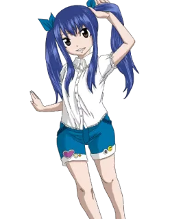😄 fadebb90 Wendy Marvell Fairy Tail anime, manga, Fairy Tail, Wendy Marvell, dibujos animados, pelo azul, personaje whatsapp sticker