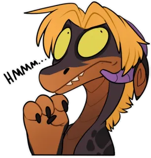 🤔 3726b489 HMMM... lucertola, pensando, hmm, rettile, peloso, cartone animato telegram sticker