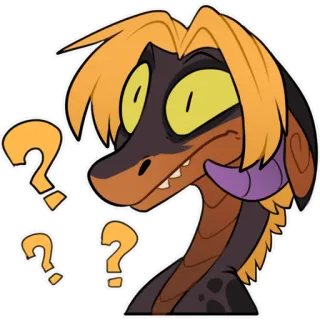 ❓ 624ac1a8 dinosauro, rettile, confusione, domanda, cartone animato, adesivo telegram sticker