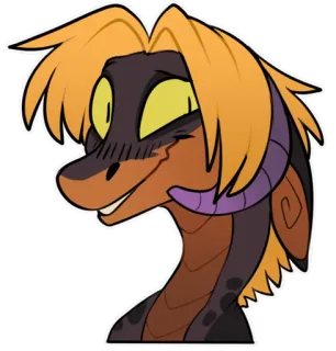 ☺️ c3248f38 lucertola, rettile, antropomorfo, cartone animato, sorriso, felice, peloso telegram sticker