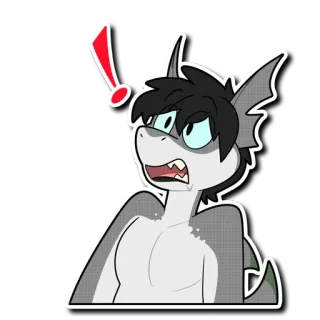 ❗️ 1e111052 Акула, Фурри, Восклицание, Мультик, Удивлен telegram sticker