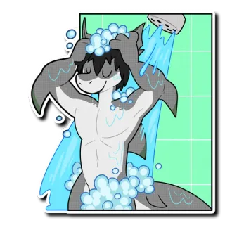 🛁 3f052587 Акула, Антро, Фурри, Душ, Пузыри, Животное telegram sticker