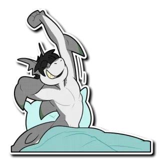 ☀️ d1ef6078 акула, антро, фурри, кровать, сонный, утро telegram sticker
