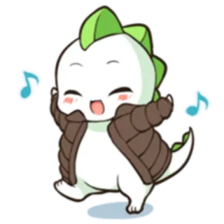🕺 bae16836 공룡, 귀여운, 만화, 카와이, 음악, 춤, 행복한 telegram sticker
