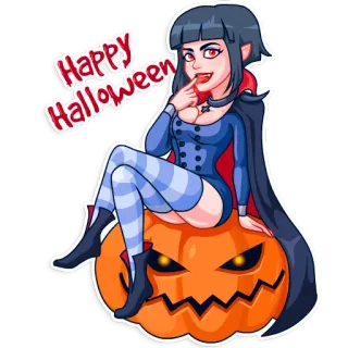 🎃 6c81edcf Happy Halloween halloween, vampir, labu, kartun, perayaan, liburan telegram sticker