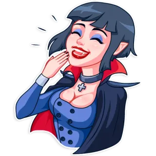 😂 91cb7f08 vampir, wanita, kartun, tersenyum, Halloween telegram sticker
