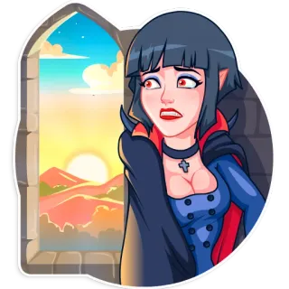 😨 ad0d6e79 vampir, kartun, wanita, gotik, halloween, anime, ilustrasi telegram sticker