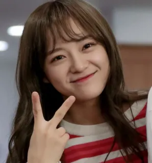 ✌️ 09c185a5 personne, sourire, brune, signe de paix, fille whatsapp sticker