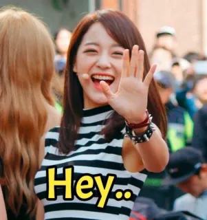 ✋️ af456dc7 Hey.. Salutation, Signe de la main, Décontracté, Amical, Femme, Hey whatsapp sticker