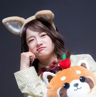 🥴 b160010d femme, oreilles, mignon, panda roux, pomme, peluche whatsapp sticker