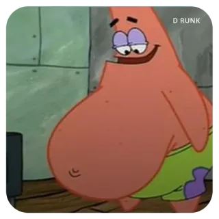 😁 00e9f037 Patrick Star Spongebob Squarepants D RUNK 派大星, 海绵宝宝, 卡通, 醉酒, 搞笑, 尼克儿童频道 telegram sticker