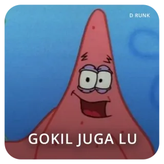 😳 05c292ae Patrick Star SpongeBob SquarePants GOKIL JUGA LU 派大星, 海绵宝宝, 卡通, 搞笑, 表情包, 印尼语 telegram sticker