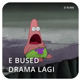 🤔 70862ffa Patrick Star SpongeBob SquarePants E BUSED DRAMA LAGI 派大星, 海绵宝宝, 卡通, 震惊, 戏剧 telegram sticker
