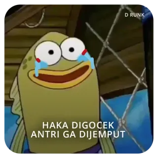😢 77619020 HAKA DIGOCEK
ANTRI GA DIJEMPUT 哭, 鱼, 海绵宝宝, 伤心, 搞笑, 梗 telegram sticker