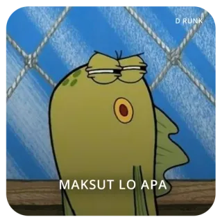 😕 99031bac MAKSUT LO APA 鱼, 海绵宝宝, 表情, 搞笑, 梗 telegram sticker