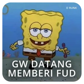 😜 9f9ba1e3 Spongebob GW DATANG MEMBERI FUD 海绵宝宝, 表情包, 搞笑, 卡通 telegram sticker
