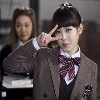 😉 df133773 uniforme escolar, chica, signo de la paz, estudiante, asiática, adolescente telegram sticker