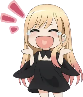 😂 aab7b1cb Marin Kitagawa My Dress-Up Darling 动漫, Q版, 可爱, 哭泣, 快乐 telegram sticker