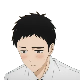 😳 d9b4cfc8 动漫, 脸红, 害羞, 表情, 尴尬, 男性 telegram sticker