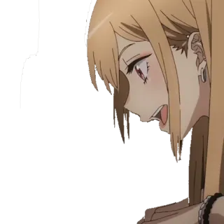 🤩 f76a0245 Marin Kitagawa My Dress-Up Darling 动漫, 女孩, 可爱, 金发, 耳环, 哭泣 telegram sticker