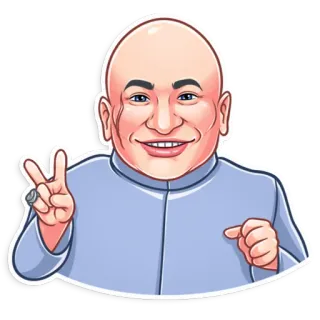 ✌️ 5a6f21ee Dr. Evil Austin Powers Dr. Evil, Austin Powers, kẻ phản diện, biểu tượng hòa bình, hói, hài hước, phim whatsapp sticker