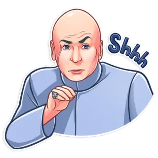 🤫 a593a3ca Dr. Evil Austin Powers Shhh Dr. Evil, Austin Powers, shhh, im lặng, kẻ phản diện, hài hước, nhân vật whatsapp sticker