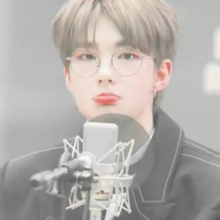 🎟 e1c3272a osoba, mikrofon, okulary, K-pop telegram sticker