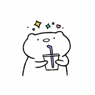 🔖 7c892be6 bear, drinking, cute, cartoon, sparkles, beverage whatsapp sticker