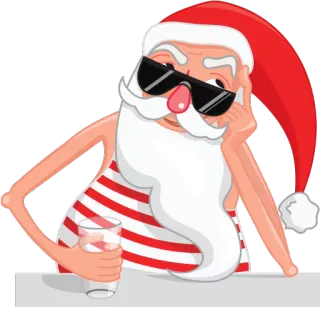 😎 6c3a3947 Santa Claus ซานต้า, คริสต์มาส, วันหยุด, พักร้อน, แว่นกันแดด, ฤดูร้อน, ชายหาด telegram sticker