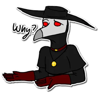 ❓ 0002af82 Why? médecin de peste, dessin animé, question, chapeau, masque telegram sticker