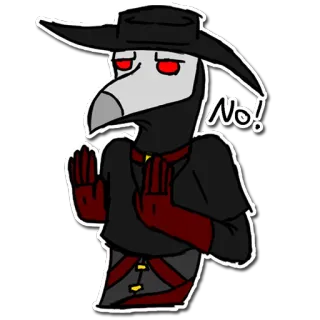 ☹ 7034feed No! médecin de peste, non, dessin animé, autocollant telegram sticker