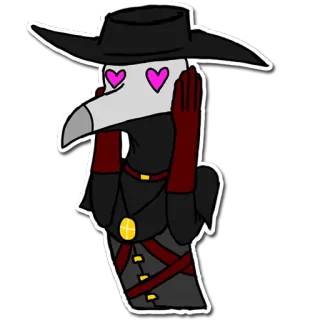 😍 7c77174f médecin de peste, yeux coeur, mignon, historique, costume, masque d'oiseau telegram sticker