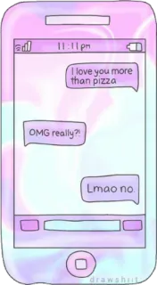😍 4a556697 11:11 pm
I love you more
than pizza
OMG really?
Lmao no.
drawshiit Teléfono, Mensaje, Pizza, Amor, Divertido telegram sticker