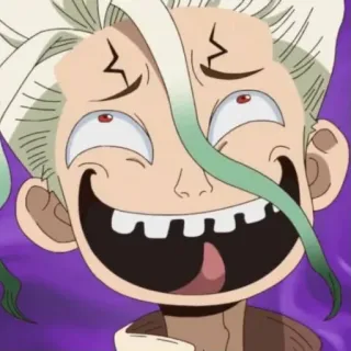🧪 82f7bf2f Senku Ishigami Dr. Stone Anime, Manga, Dr. Stone, Senku Ishigami, faccia buffa, cartone animato whatsapp sticker