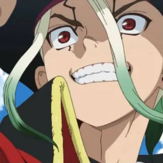 🧪 b8859c80 Dr. Stone Anime, Cartone animato, Dr. Stone, Personaggio, Senku, Faccia, Espressione whatsapp sticker