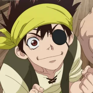 😯 d84e1838 Anime, Personaggio, Pirata, Benda sull'occhio, Bandana gialla whatsapp sticker