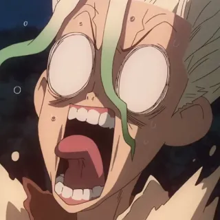 🧪 e5c750ba Senku Ishigami Dr. Stone anime, reazione, scioccato, Dr. Stone, Senku Ishigami, divertente whatsapp sticker