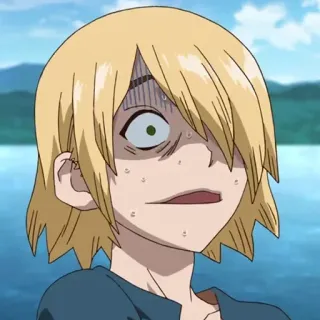 😓 f3179caa Suika Dr. Stone Anime, Dr. Stone, Suika, Personaggio, Preoccupato, Spaventato whatsapp sticker