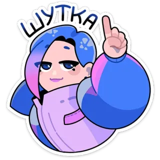 ☝ c497ad99 ШУТКА sticker, personnage, dessin animé, cheveux bleus, pointage whatsapp sticker
