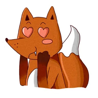 ❤ 4c3ac186 lis, zwierzę, kreskówka, oczy w serca, słodki, miłość, flirciarski telegram sticker